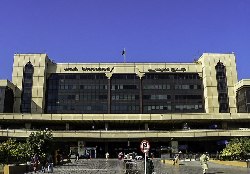 Jinnah International Airport (KHI) serves Karachi in Pakistan.